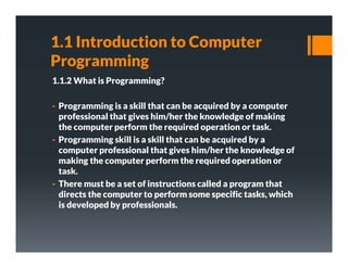 Comprehensive Introduction to Computer Programming Concepts and ...