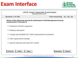 Exam Interface
© 2015 Green Building Academy. All rights reserved.
35
 
