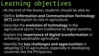 Introduction to ICT in Agriculture: Evolution, Impact, and Challenges ...