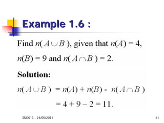 SM0013 - 24/05/2011 61
Example 1.6 :Example 1.6 :
 