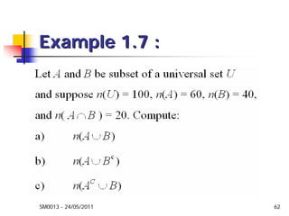 SM0013 - 24/05/2011 62
Example 1.7 :Example 1.7 :
 