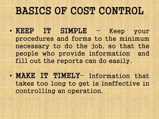 INTRODUCTION TO COST CONTROL | PPTX | Business Accounting & Finance ...