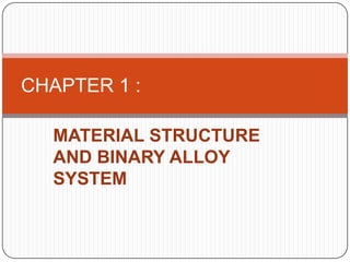 CHAPTER 1 :

  MATERIAL STRUCTURE
  AND BINARY ALLOY
  SYSTEM
 