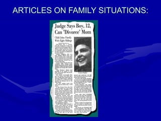 ARTICLES ON FAMILY SITUATIONS:
 