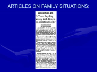 ARTICLES ON FAMILY SITUATIONS:
 