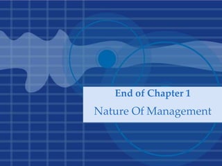 End of Chapter 1
Nature Of Management
 