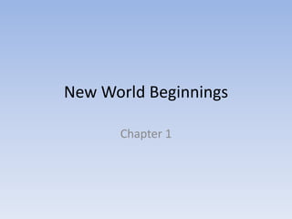 New World Beginnings

      Chapter 1
 