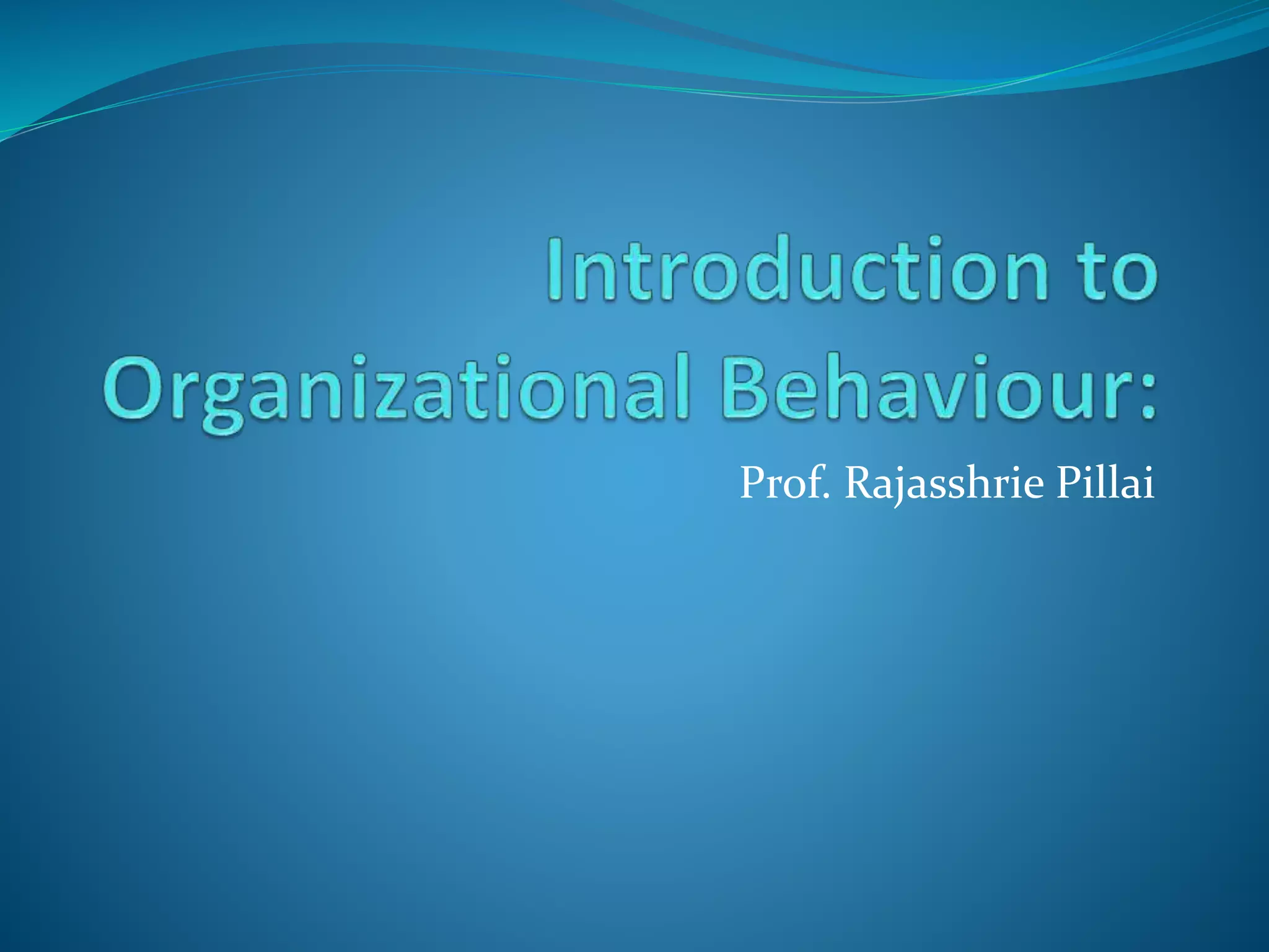 Introduction to Organizational Behaviour: Chapter 1 | PDF