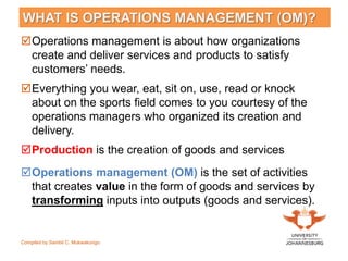 CHAPTER 1 - OPERATIONS MANAGEMENT FOR 1ST YEAR STUDENTS | PPTX