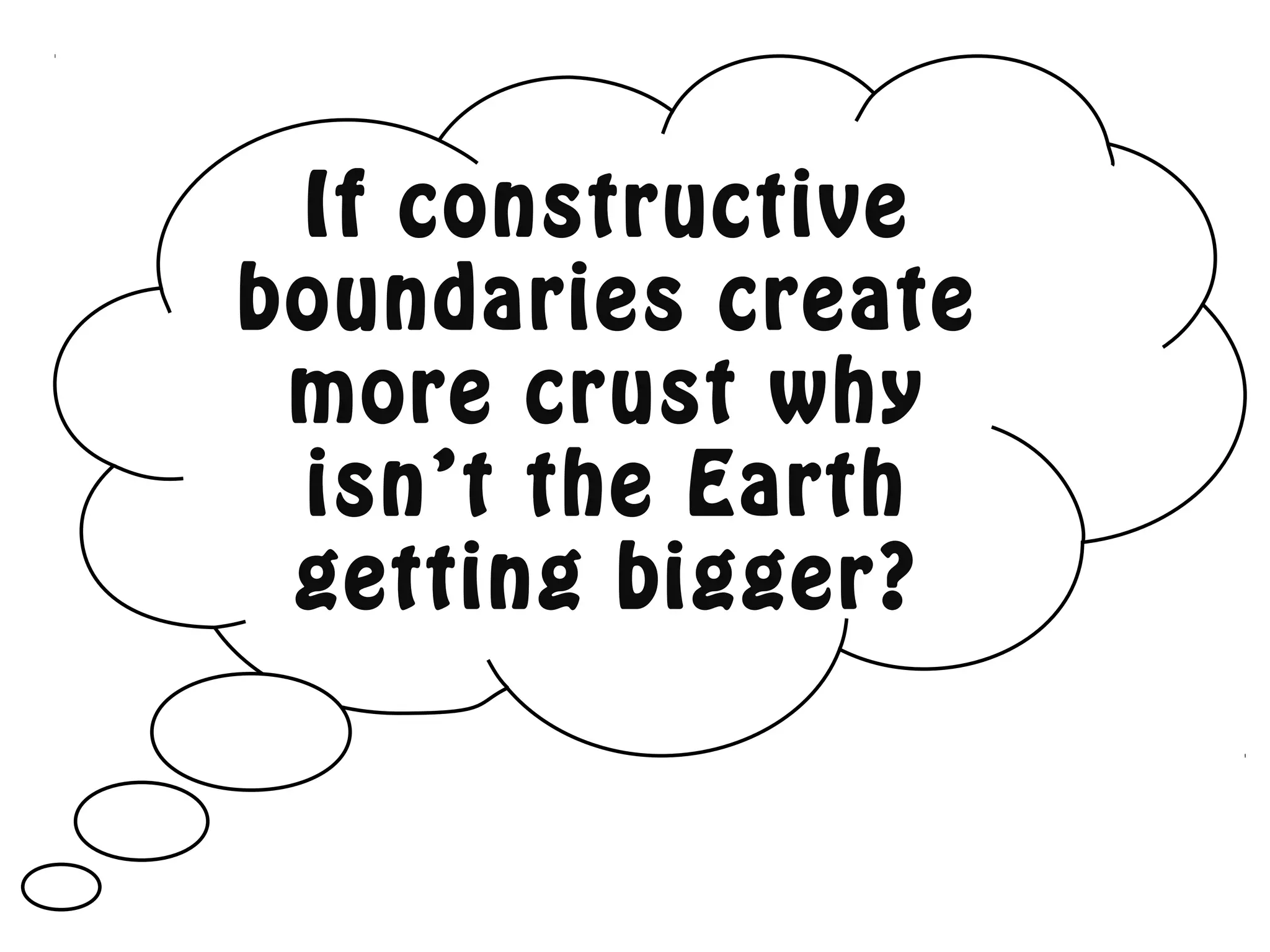If constructive
boundaries create
more crust why
isn’t the Earth
getting bigger?
 