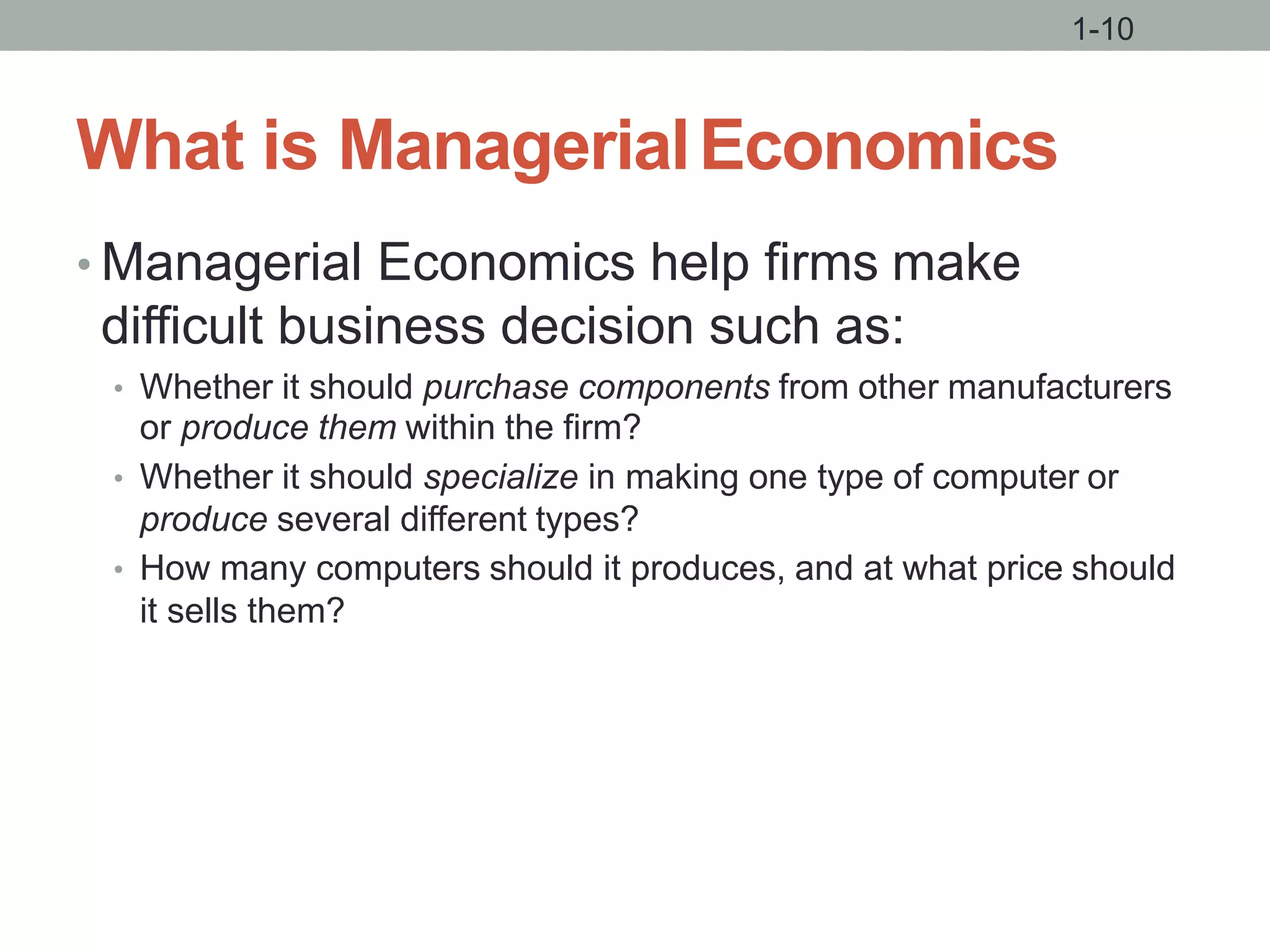 Chapter 1 the fundamentals of managerial economics | PPTX