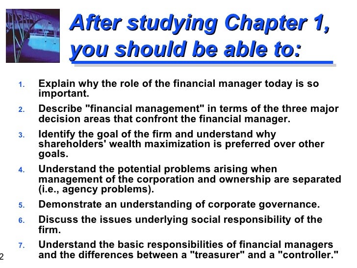 Chapter 1 - the role of financial management Chapter 1 - the role of financial management