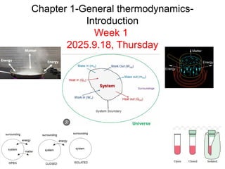 Chapter 1-General thermodynamics-
Introduction
Week 1
2025.9.18, Thursday
 