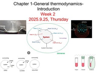 Chapter 1-General thermodynamics-
Introduction
Week 2
2025.9.25, Thursday
 