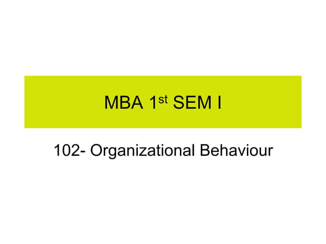 Chapter 1 what is ob | PPT