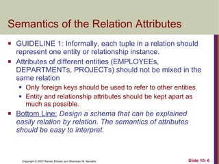 Semantics of the Relation Attributes  ,[object Object],[object Object],[object Object],[object Object],[object Object]