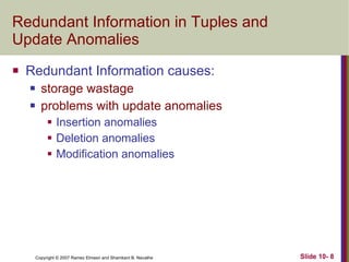 Redundant Information in Tuples and Update Anomalies  ,[object Object],[object Object],[object Object],[object Object],[object Object],[object Object]