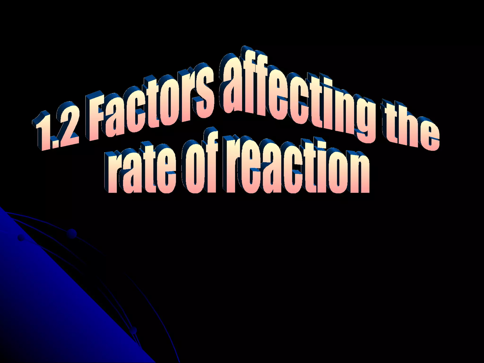 1.2 Factors affecting the  rate of reaction 