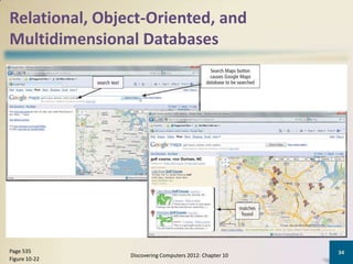 Relational, Object-Oriented, and
Multidimensional Databases




Page 535                                                 34
                Discovering Computers 2012: Chapter 10
Figure 10-22
 