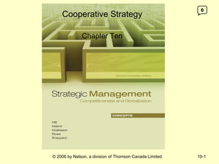 0
    Cooperative Strategy

              Chapter Ten




© 2006 by Nelson, a division of Thomson Canada Limited.   10-1
 