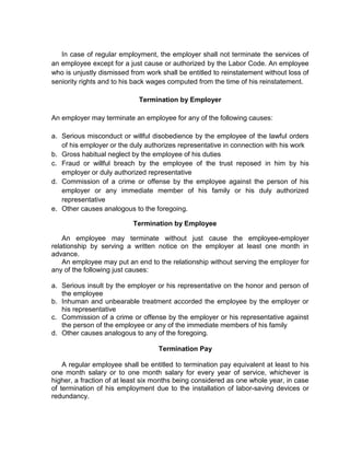 Chapter 10 - Employment ans Security of Tenure | PDF