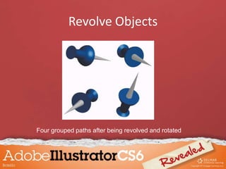 Revolve Objects
Four grouped paths after being revolved and rotated
 