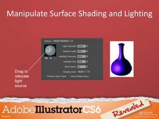 Drag to
relocate
light
source
Manipulate Surface Shading and Lighting
 