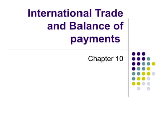 International Trade
and Balance of
payments
Chapter 10
 