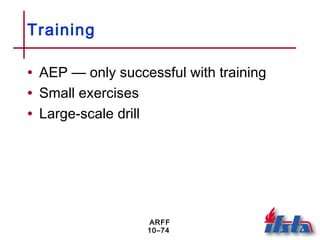 ARFF
10–74
Training
• AEP — only successful with training
• Small exercises
• Large-scale drill
 