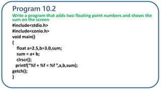 Input and Output In C Language | PPTX | Programming Languages | Computing