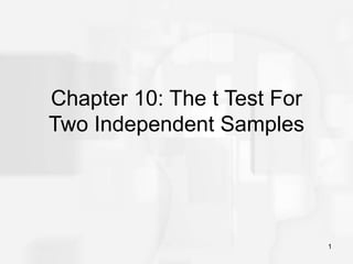 1
Chapter 10: The t Test For
Two Independent Samples
 