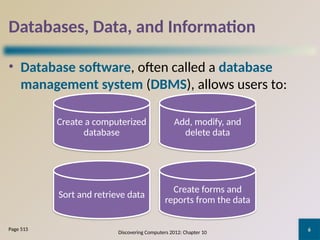 ICT Basis: Managing a DataBase, Discovering Computer | PPTX