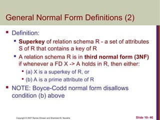 Navathe Normalization Solution Chapter10in normalization for Data base management system .ppt
