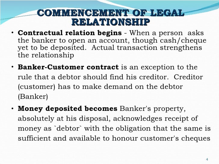 banker customer relationship Customer no having a bank account, but having a relationship with bank who is the banks customer when one ‘financial institution’ is collecting money on behalf of another, then it is no longer important to establish that the other institution is a customer. banker customer relationship Customer no having a bank account, but having a relationship with bank who is the banks customer when one ‘financial institution’ is collecting money on behalf of another, then it is no longer important to establish that the other institution is a customer.
