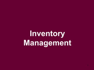 1
Inventory
Management
 