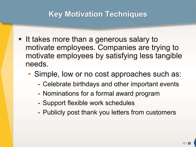chapter 10 assignment motivating and satisfying employees