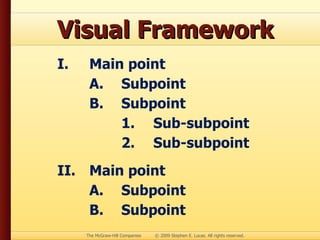 Visual Framework Main point Subpoint Subpoint Sub-subpoint Sub-subpoint Main point Subpoint Subpoint 