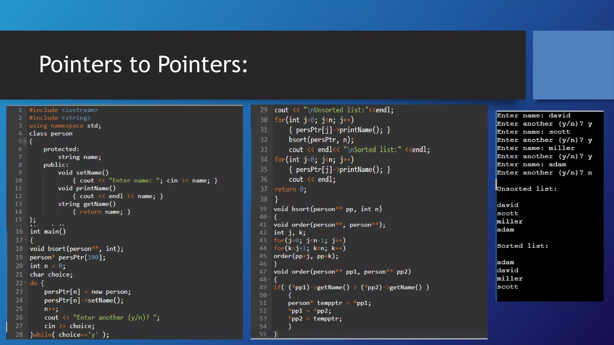 Pointers to Pointers: