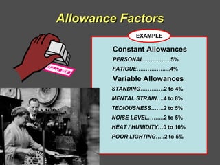 Variable Allowances Chapter 10 work measurements and standards | PPT