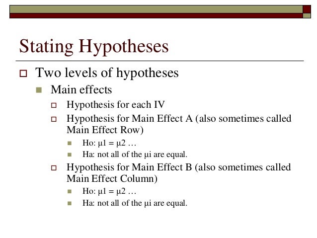 how to write a main effect hypothesis