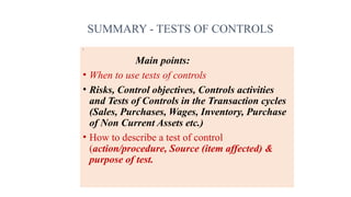 AUDIT AND ASSURANCE - TEST OF CONTROLS - CHP 10 | PPTX