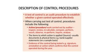 AUDIT AND ASSURANCE - TEST OF CONTROLS - CHP 10 | PPTX