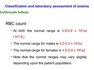 Range For Rbc Chapter 10_Classification and laboratory assessment of anemia_Student ...