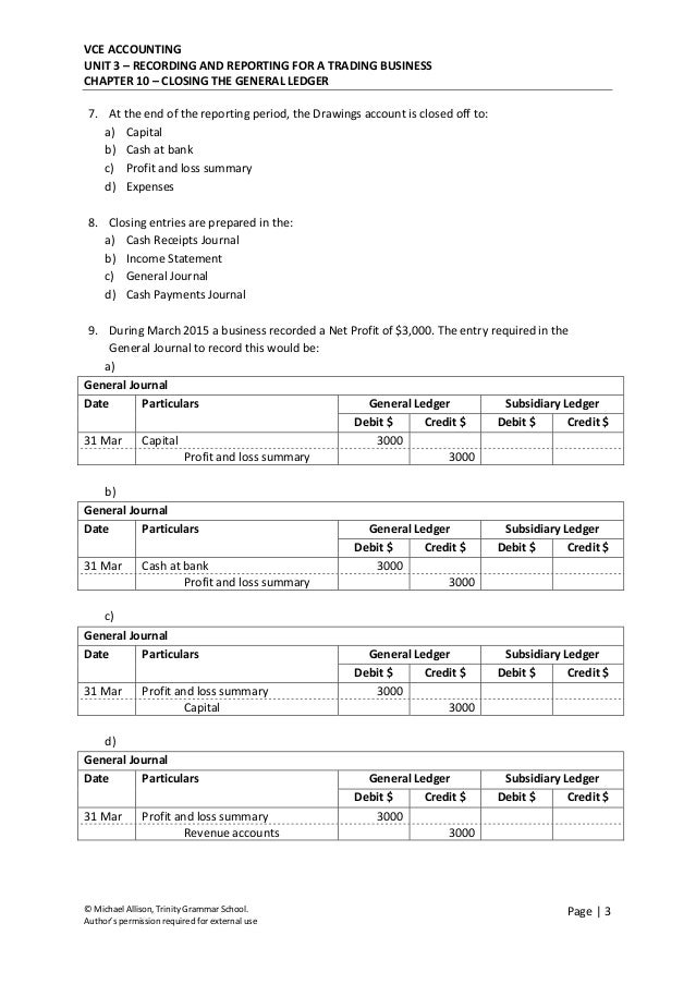 Chapter 10 Closing the General Ledger Test