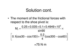 Mechanical Design
PRN Childs, University of Sussex
Solution cont.
• The moment of the frictional forces with
respect to th...