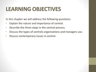 Explaining Controls Chapter 10 : Controlling | PPTX