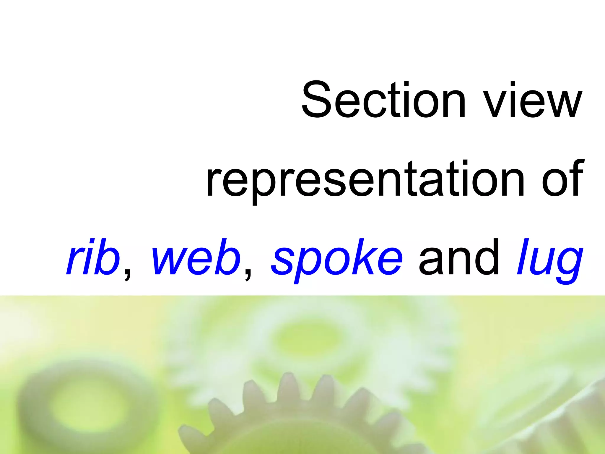 Section view representation of rib ,  web ,  spoke  and  lug 