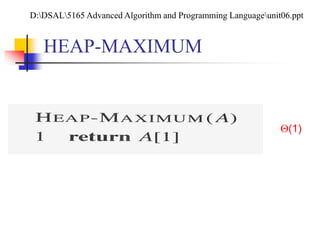 HEAP-MAXIMUM
(1)
D:DSAL5165 Advanced Algorithm and Programming Languageunit06.ppt
 
