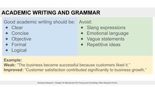 Example Of Concise Chapter 10: Manuscript Fine-Tuning and Formatting; Other Research Forms ...
