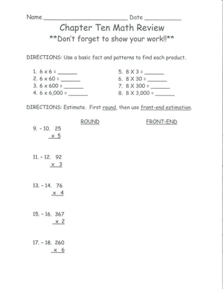 Chapter 10 Math Review | PDF